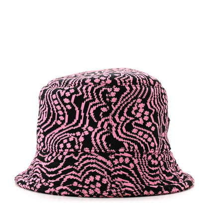 Prada Maglia Jacquard Metal Triangle Logo Womens Bucket Hat M Black Rosa 5 of 8