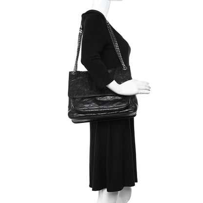 Saint Laurent Crinkled Calfskin Matelasse Monogram Large Niki Chain Satchel Black 2 of 10