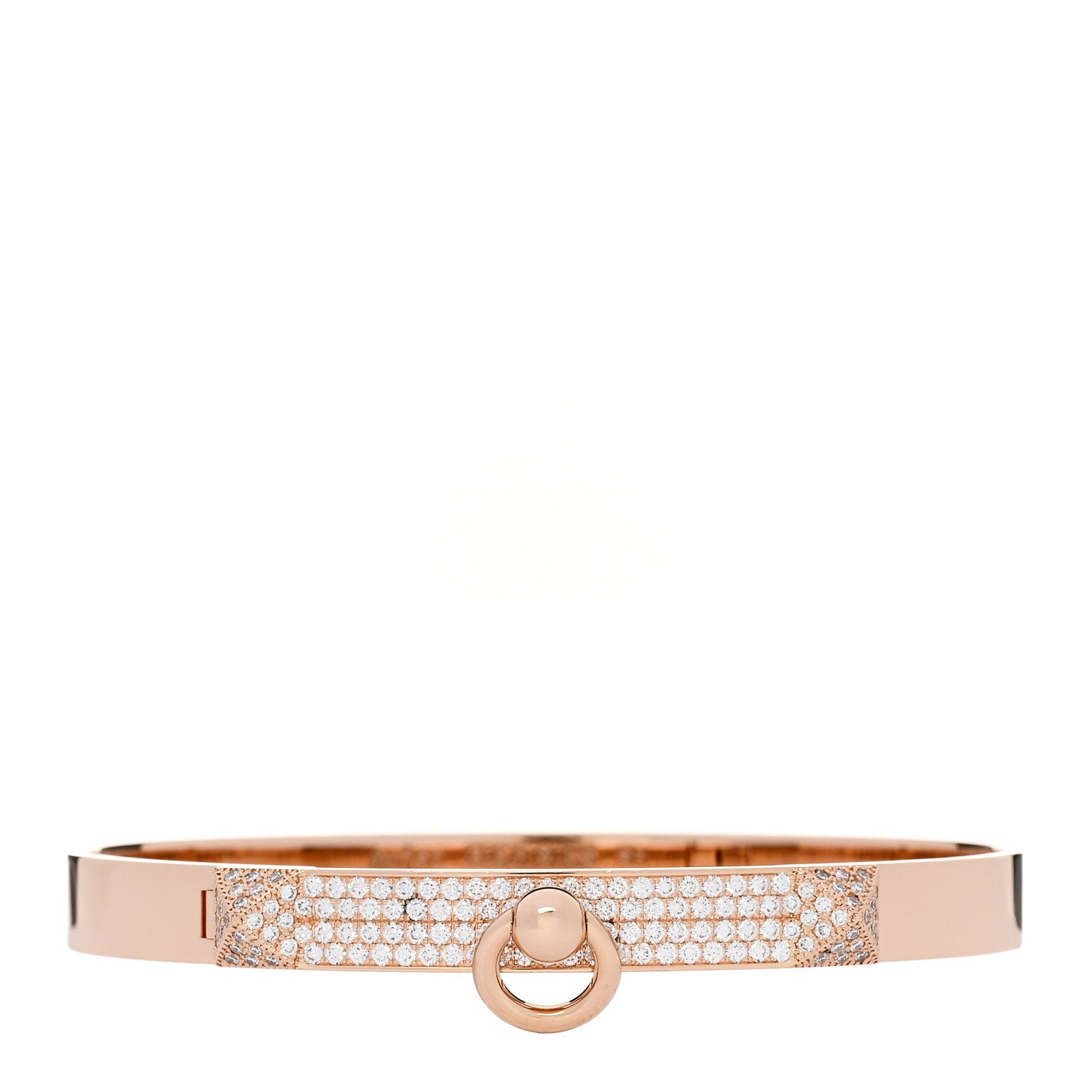 Hermes 18K Rose Gold Diamond PM Collier De Chien Pave Bracelet SH 1 of 4