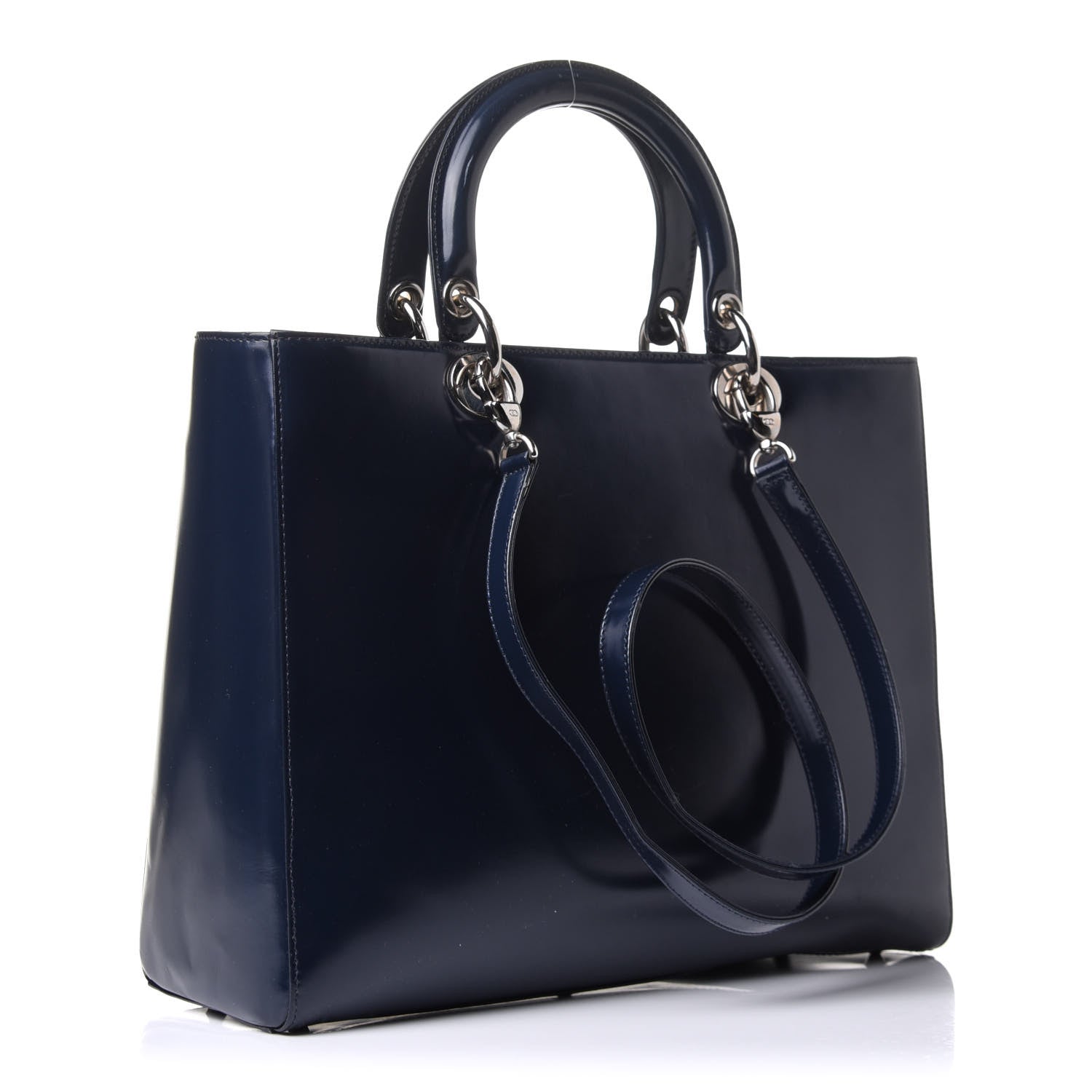 Christian Dior Glazed Calfskin Large Lady Dior Dark Blue 4 of 14