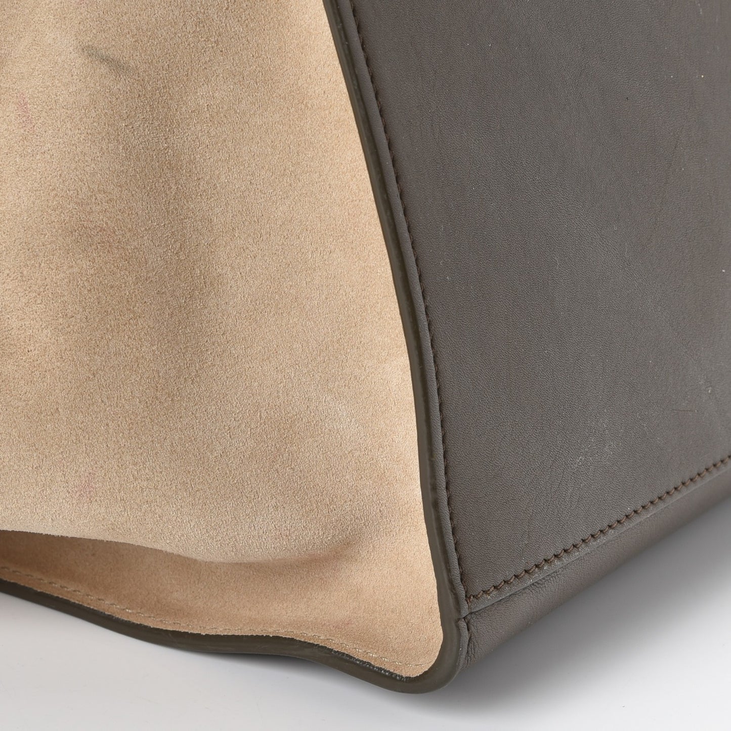 Calfskin Suede Tri-color Large Trapeze Olive