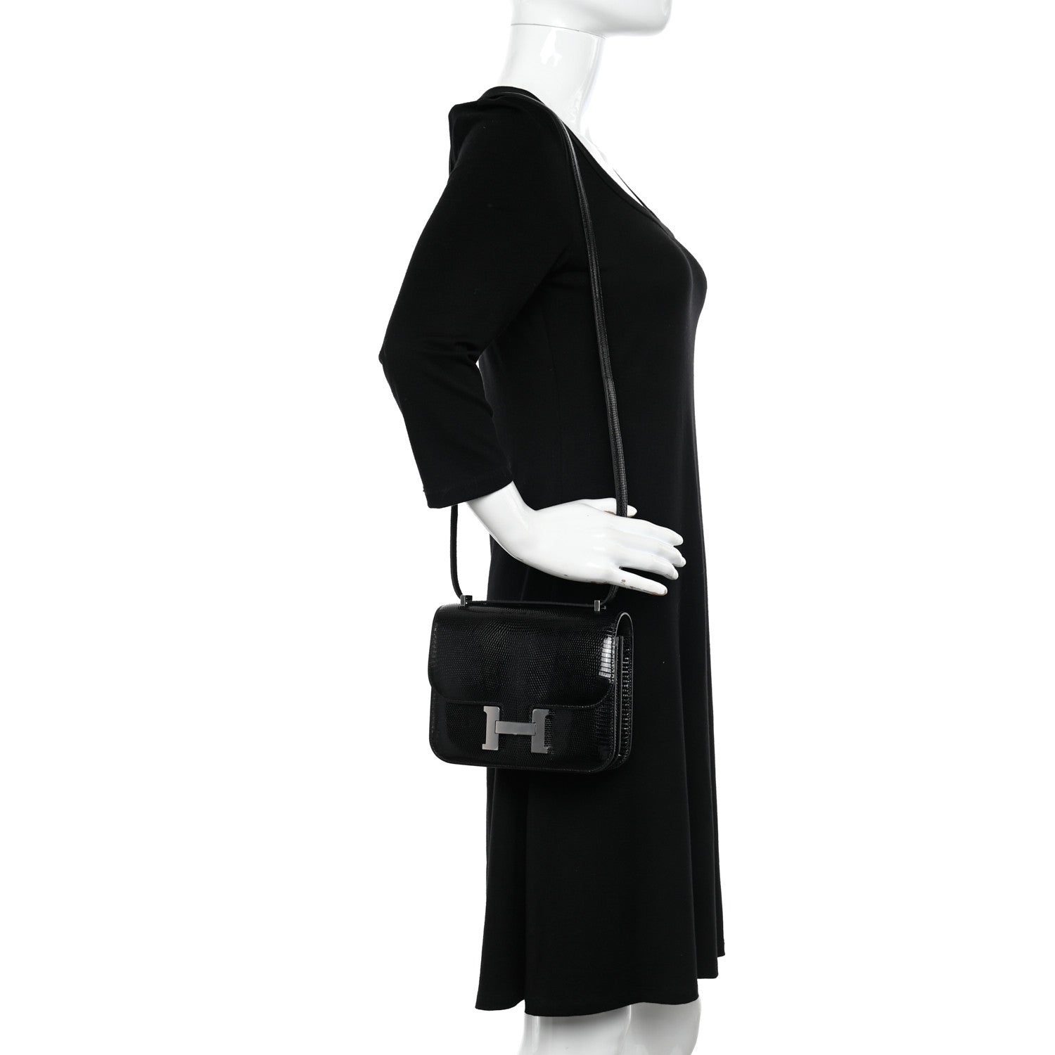 Hermes Lizard Constance 18 Black 2 of 13
