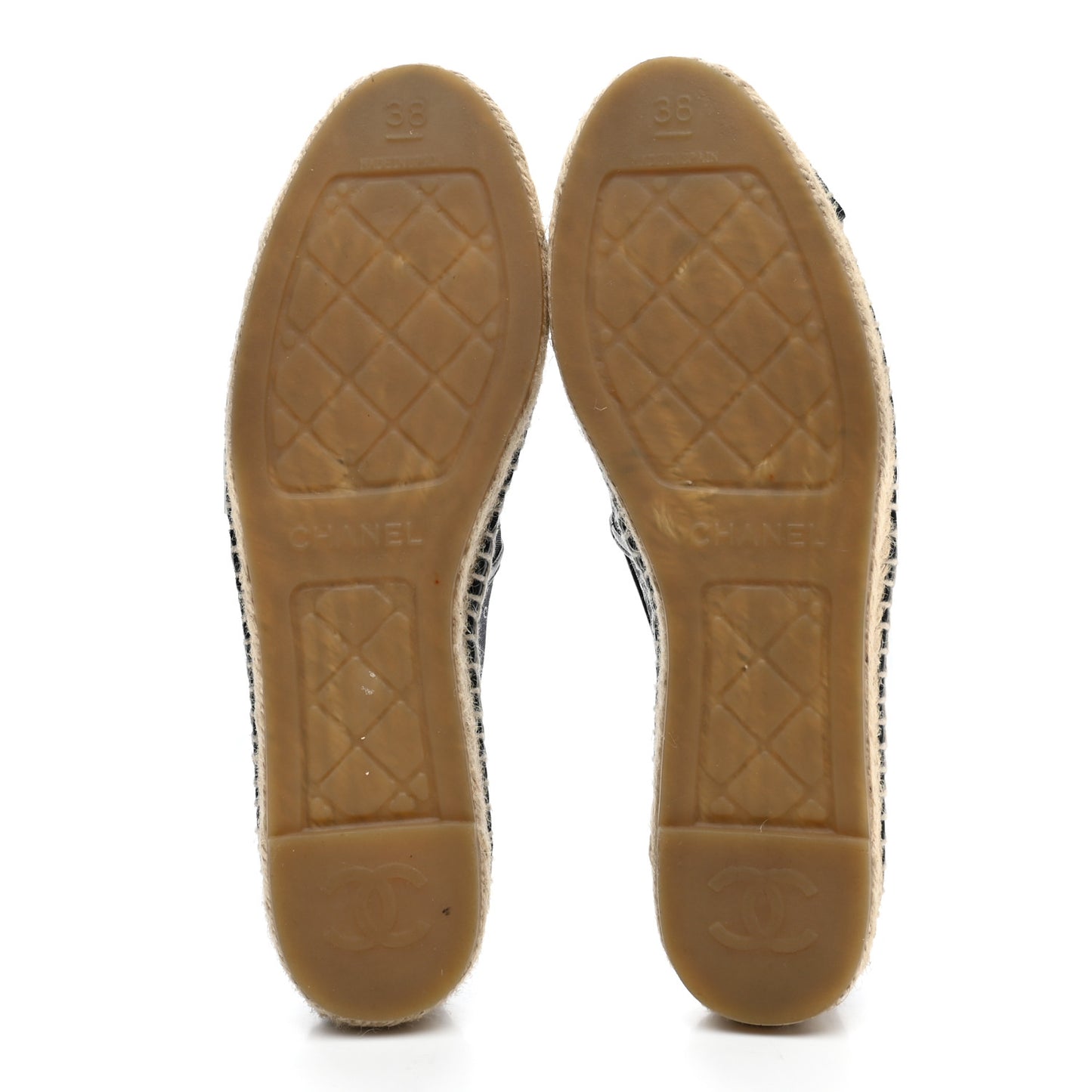Mesh Grosgrain CC Espadrilles 38 Black White