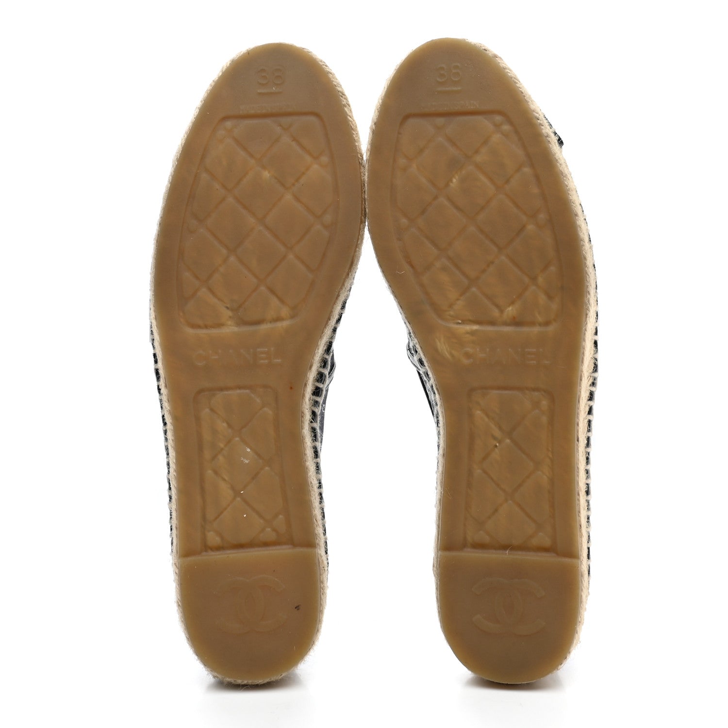 Chanel Mesh Grosgrain CC Espadrilles 38 Black White 5 of 14