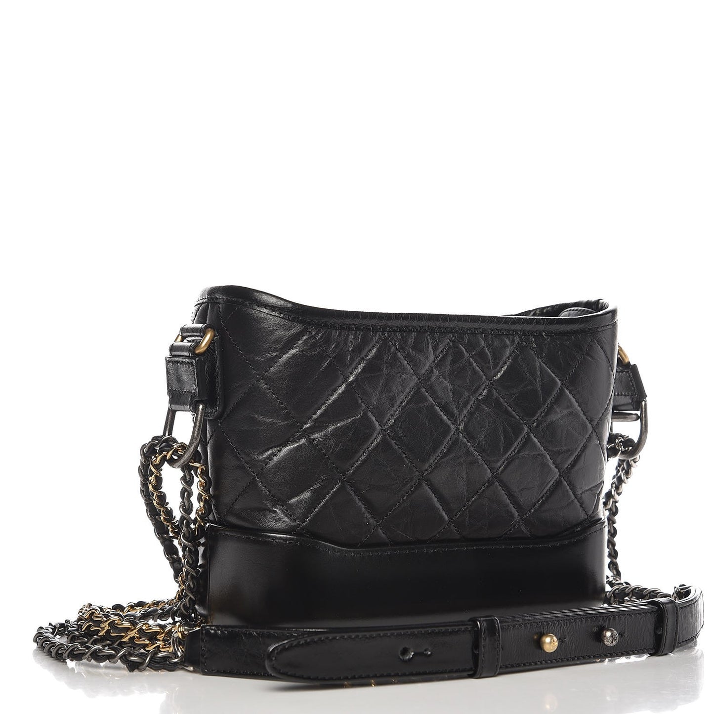 Aged Calfskin Quilted Small Gabrielle Hobo Black
