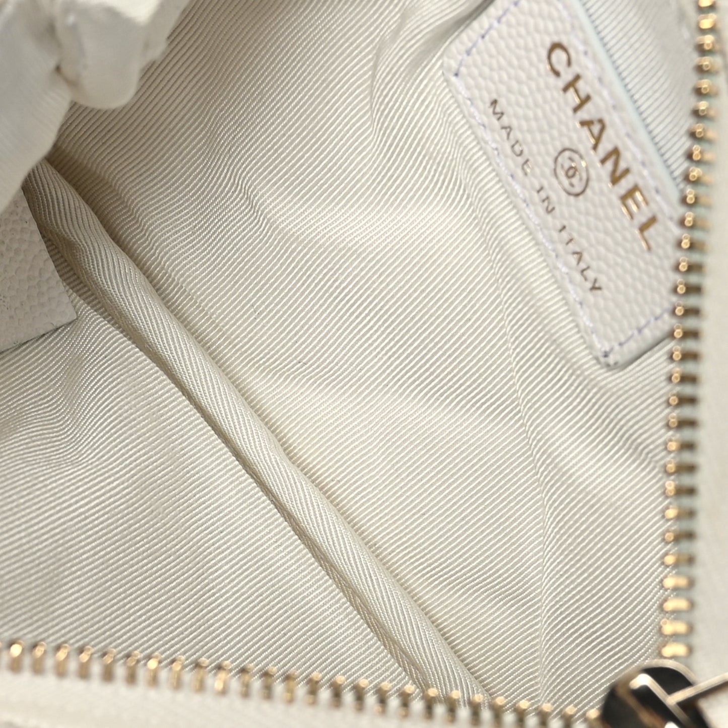 Caviar Quilted Small Cosmetic Case White