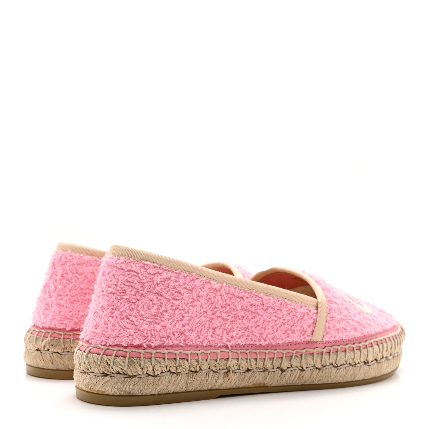 Gucci Terry Cloth Interlocking G Espadrilles 37 Pink Dusty White Beige 4 of 12