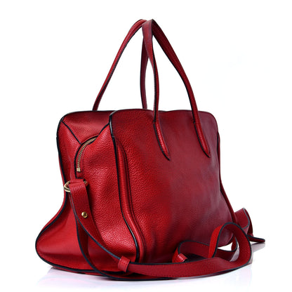Alexander McQueen Pebbled Calfskin Small Skull Padlock Zip Around Tote Red 2 of 4