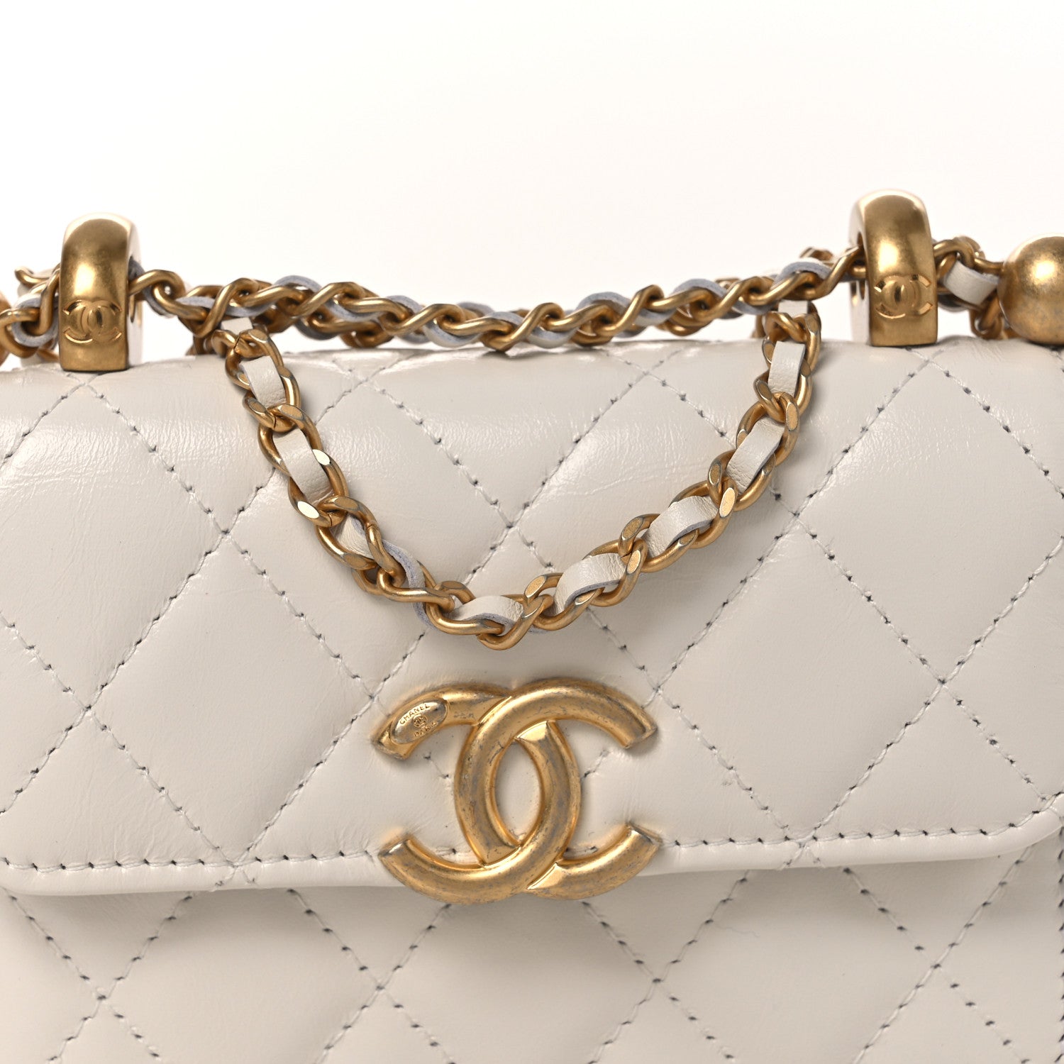 Chanel Calfskin Quilted Perfect Fit Coin Purse With Chain White 9 of 13