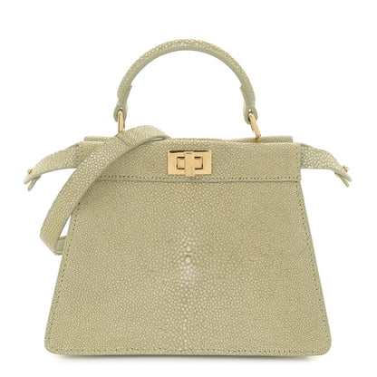 Fendi Stingray Shiny Nappa Petite Peekaboo I SEE U Satchel Green 1 of 12