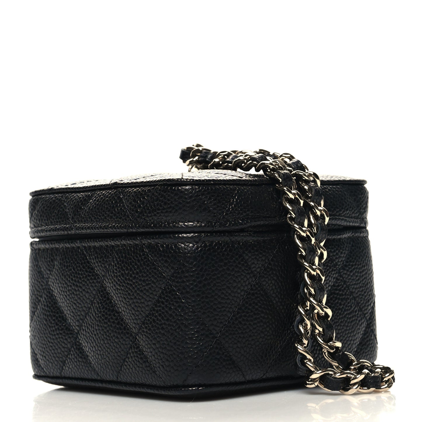 Caviar Quilted Mini Vanity Wrist Case With Chain Black