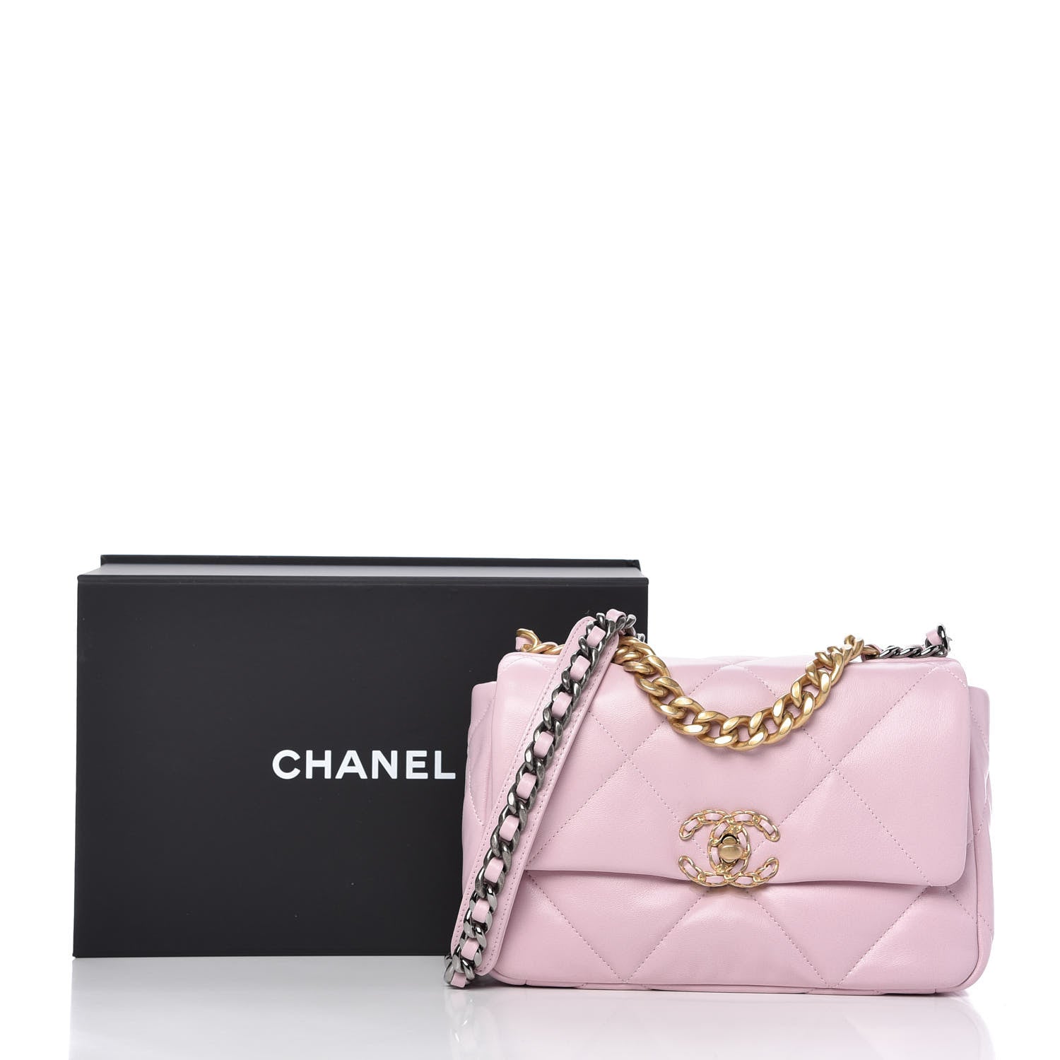Chanel Lambskin Quilted Medium Chanel 19 Flap Light Pink 10 of 10