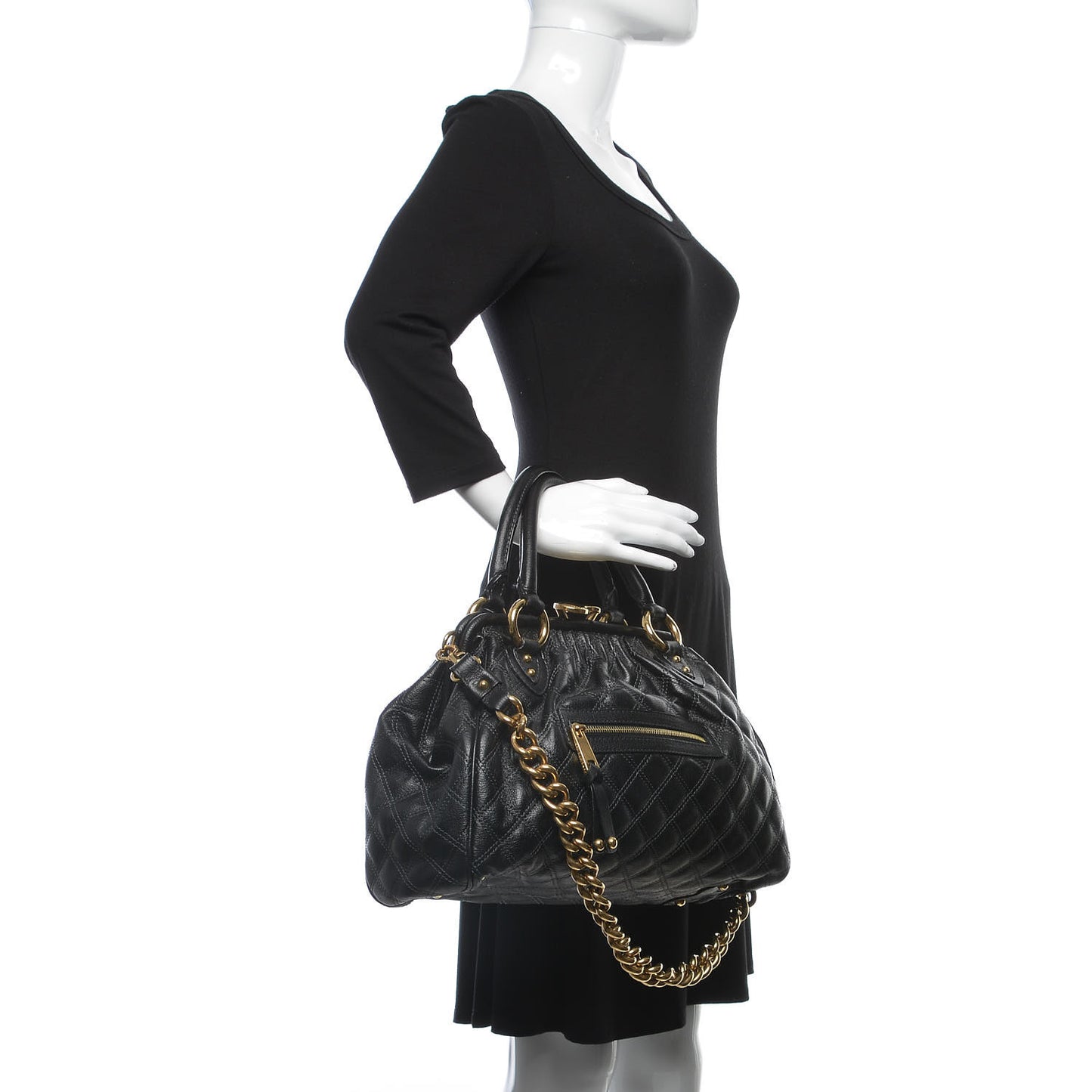 Calfskin Quilted Stam Black