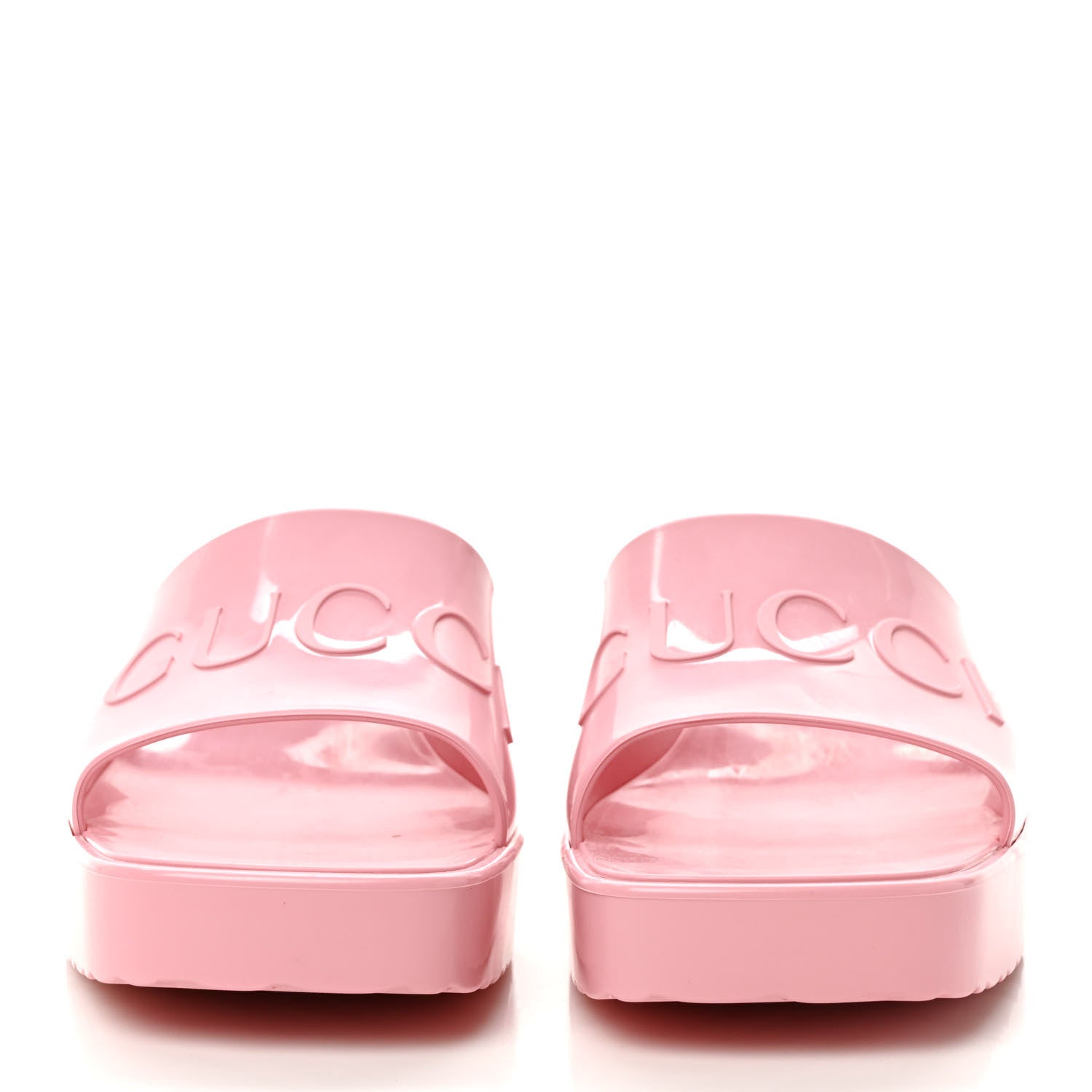 Gucci Rubber Gucci Logo Womens Platform 20/60mm Slide Sandals 35 Wild Rose 2 of 8