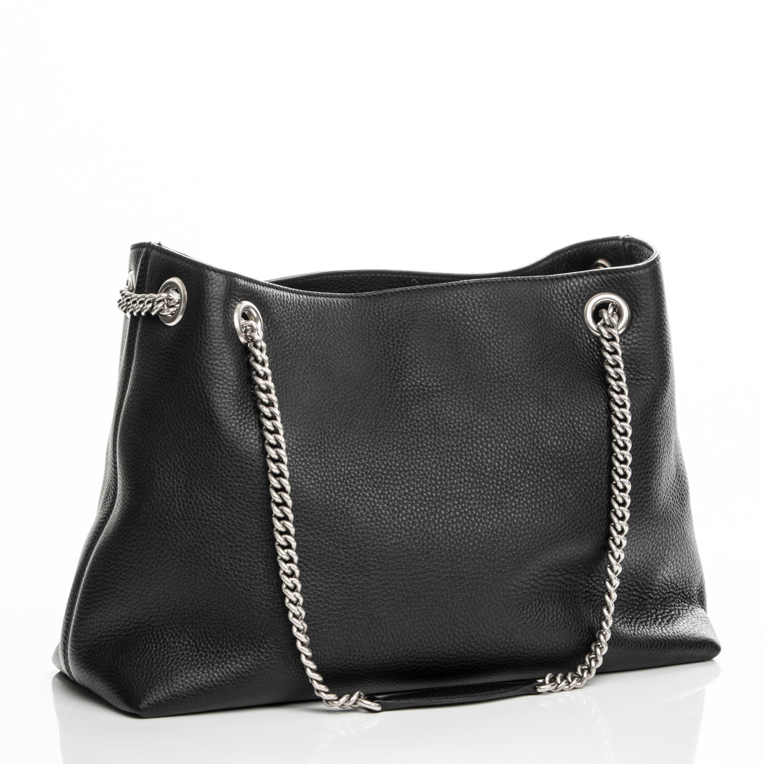 Gucci Pebbled Calfskin Studded Medium Soho Chain Shoulder Bag Black 3 of 6