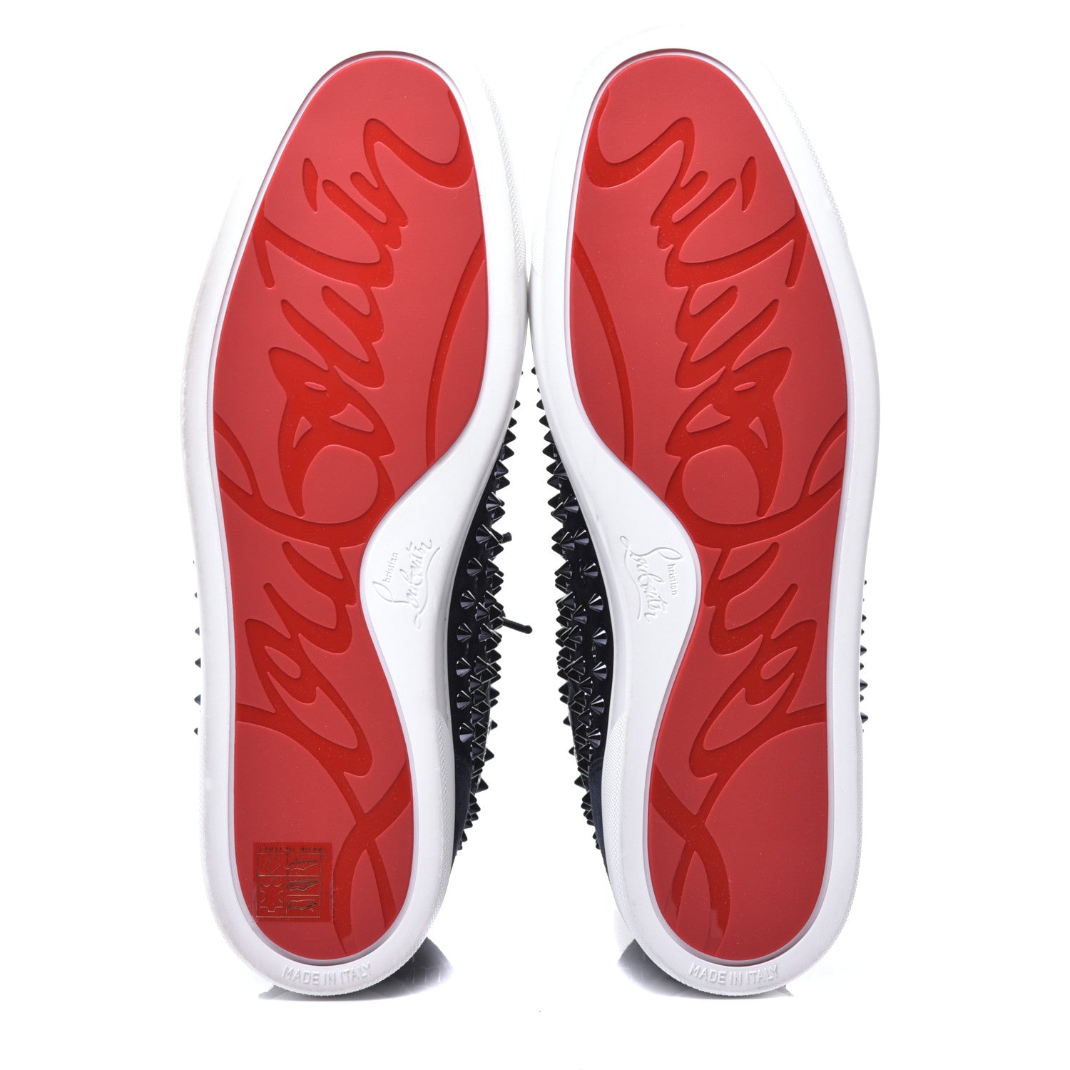 Christian Louboutin Veau Velours Mens Louis Spikes Flat Sneakers 45 Marine 6 of 9