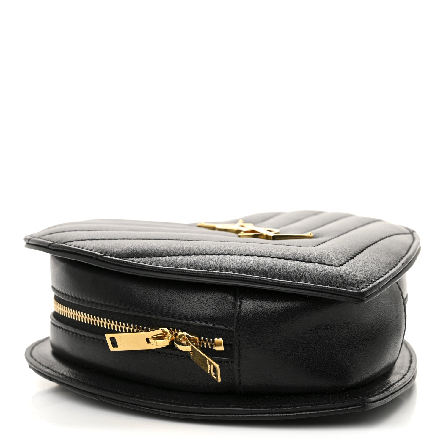 Saint Laurent Lambskin Matelasse Chevron Monogram Small Love Heart Chain Bag Black 4 of 11