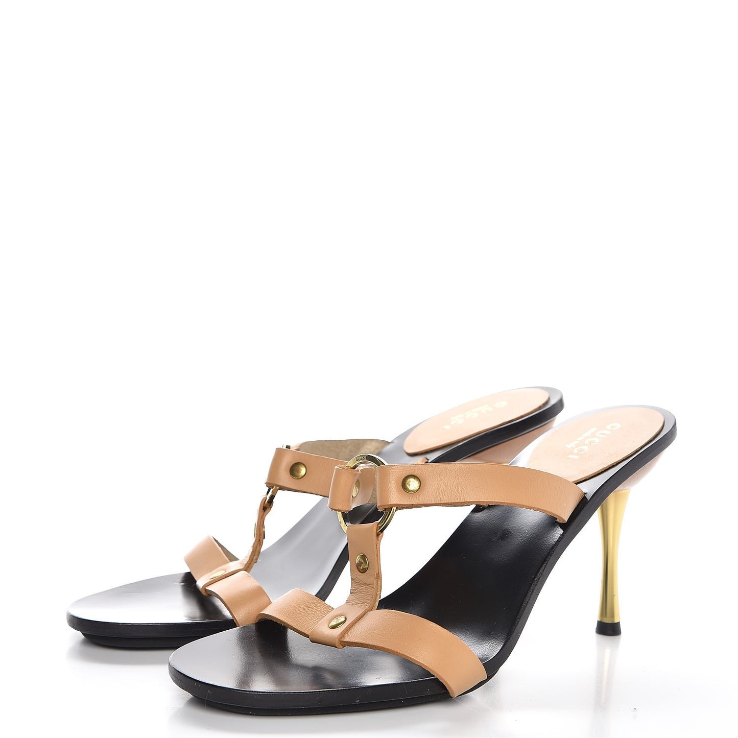 Calfskin Sandal Heels 37 Beige