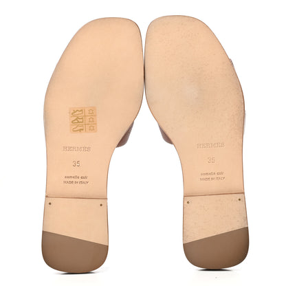 Hermes Box Calfskin Oran Sandals 35 Gold 5 of 8