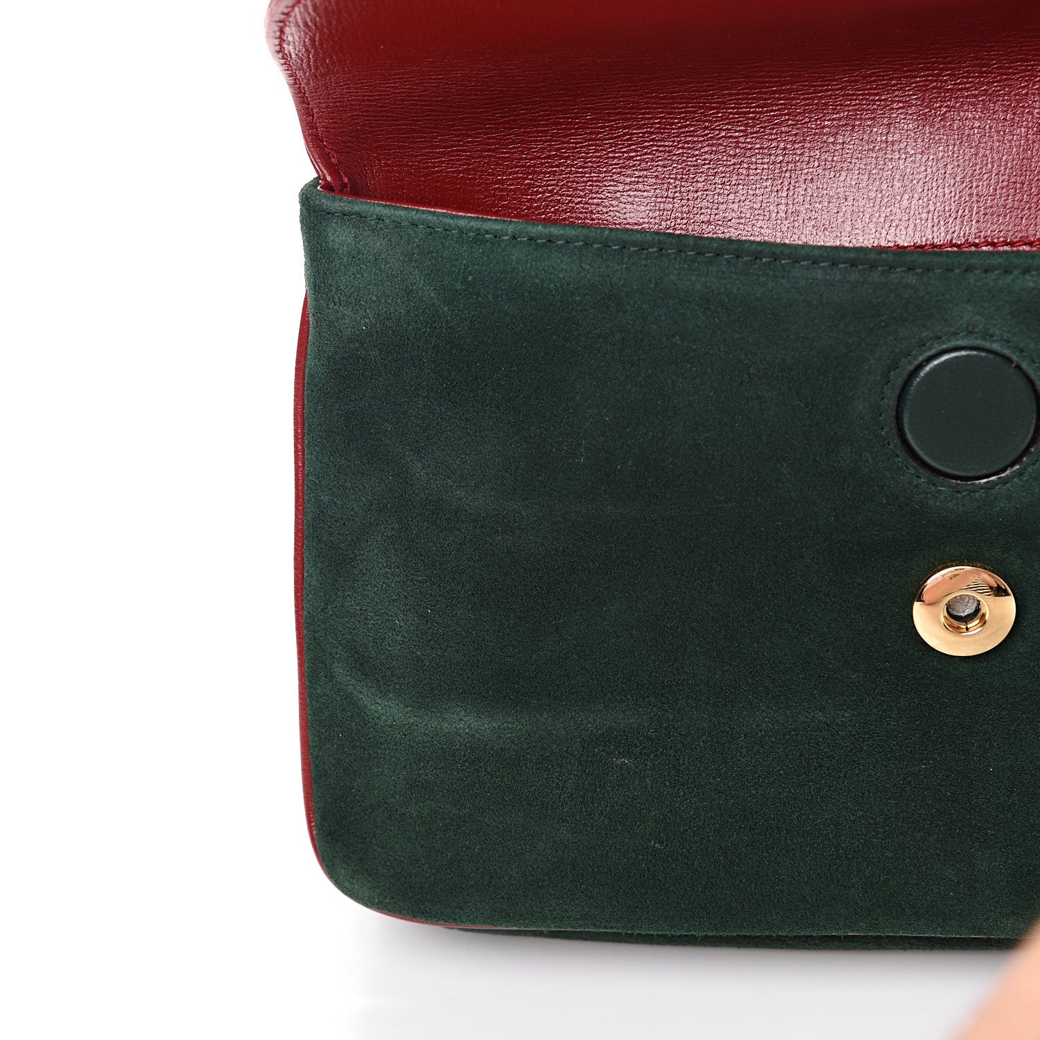 Gucci Suede Small Marina Chain Shoulder Bag Green Red 9 of 13
