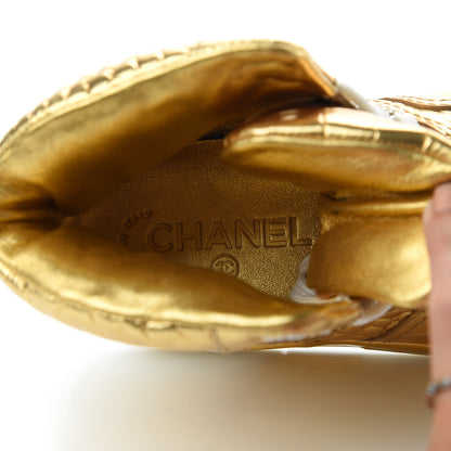 Chanel Metallic Calfskin Crocodile Embossed Cocodile High Top Sneakers 37 Gold 6 of 8