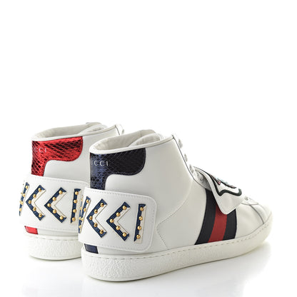 Gucci Calfskin Ayers Embroidered Web Mens Ace Removable Patches High Top Sneakers 7.5 White 4 of 13