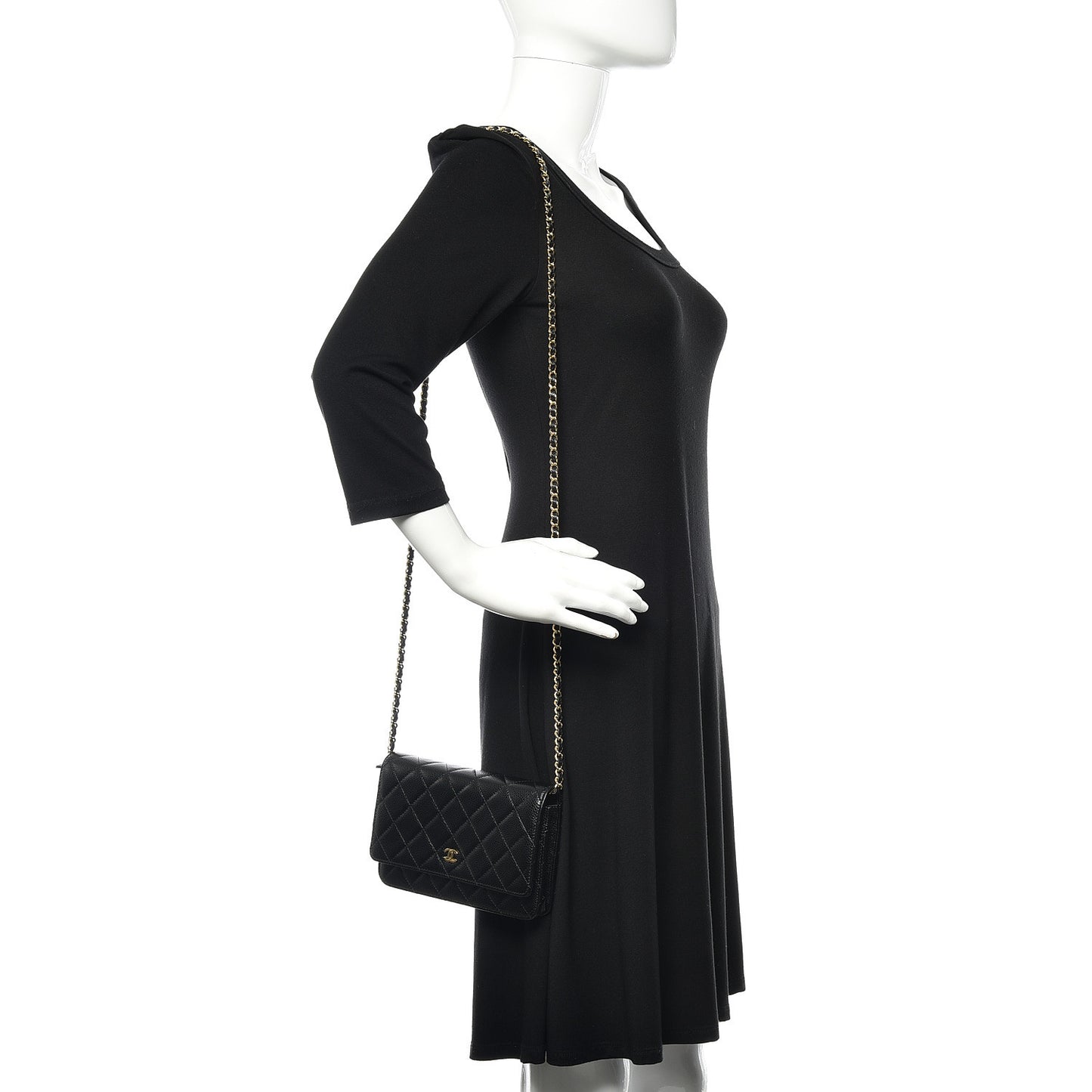 Caviar Quilted Wallet On Chain WOC Black