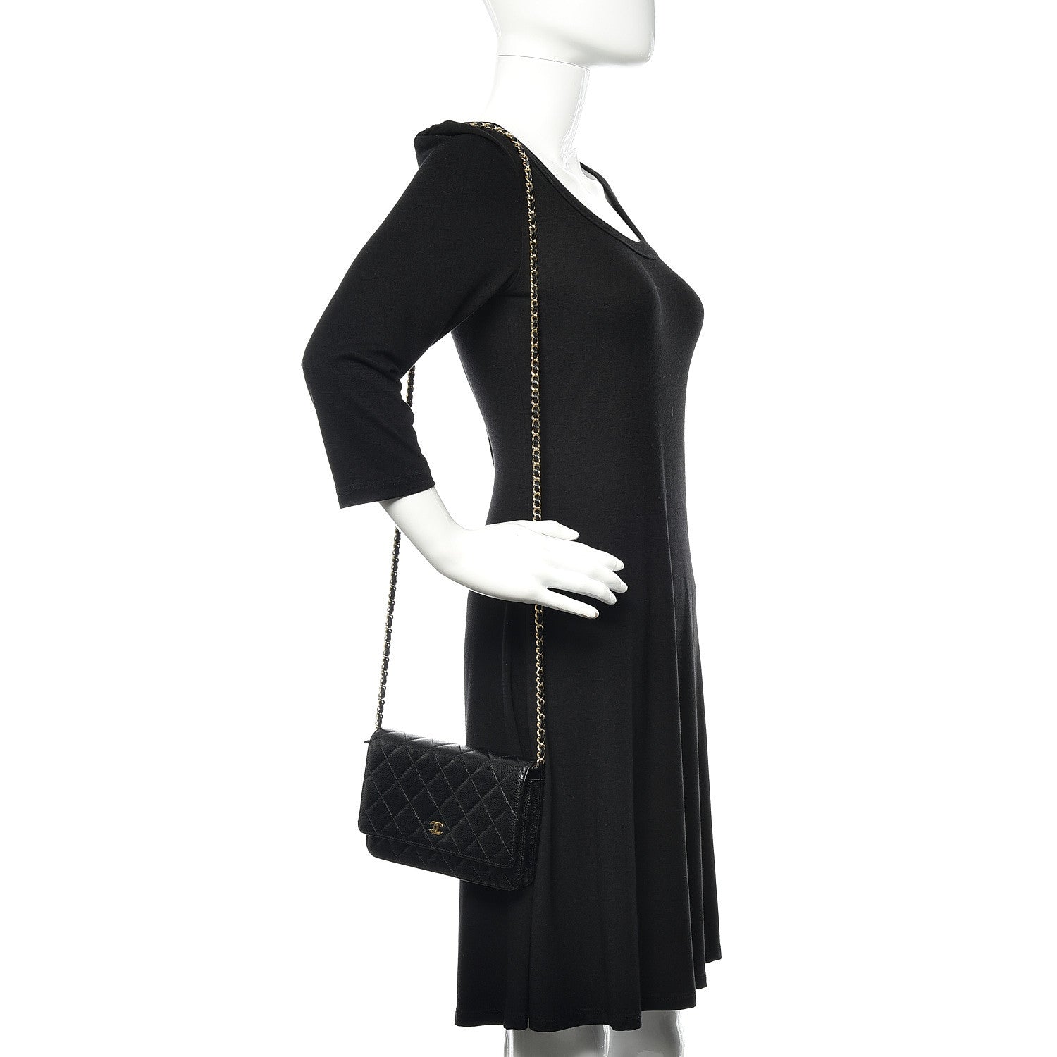 Chanel Caviar Quilted Wallet On Chain WOC Black 2 of 12