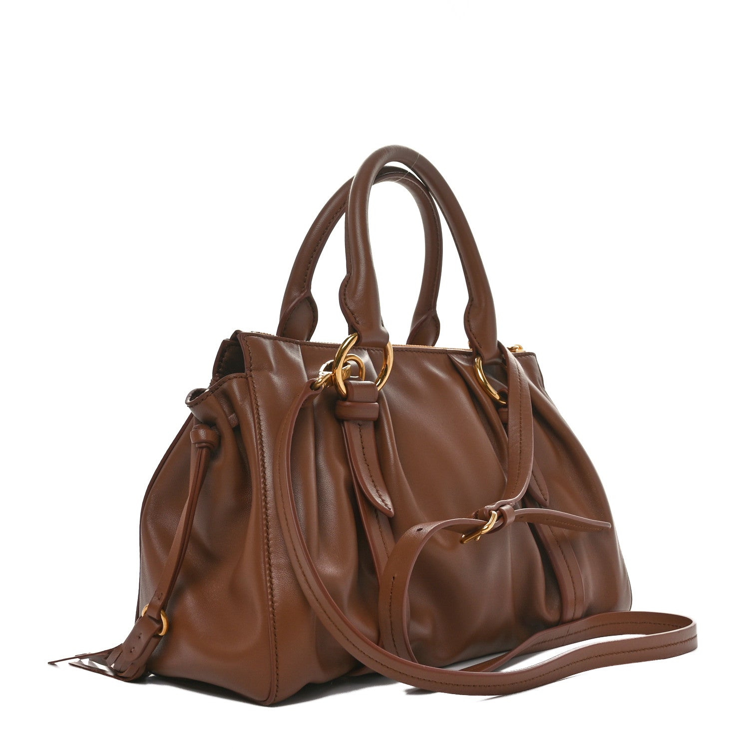 Miu Miu Nappa Joie Shoulder Bag Cognac 3 of 9