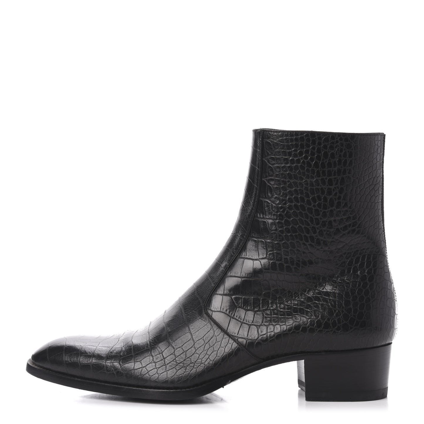 Crocodile Embossed Calfskin Wyatt 40 Zip Boots 43 Black