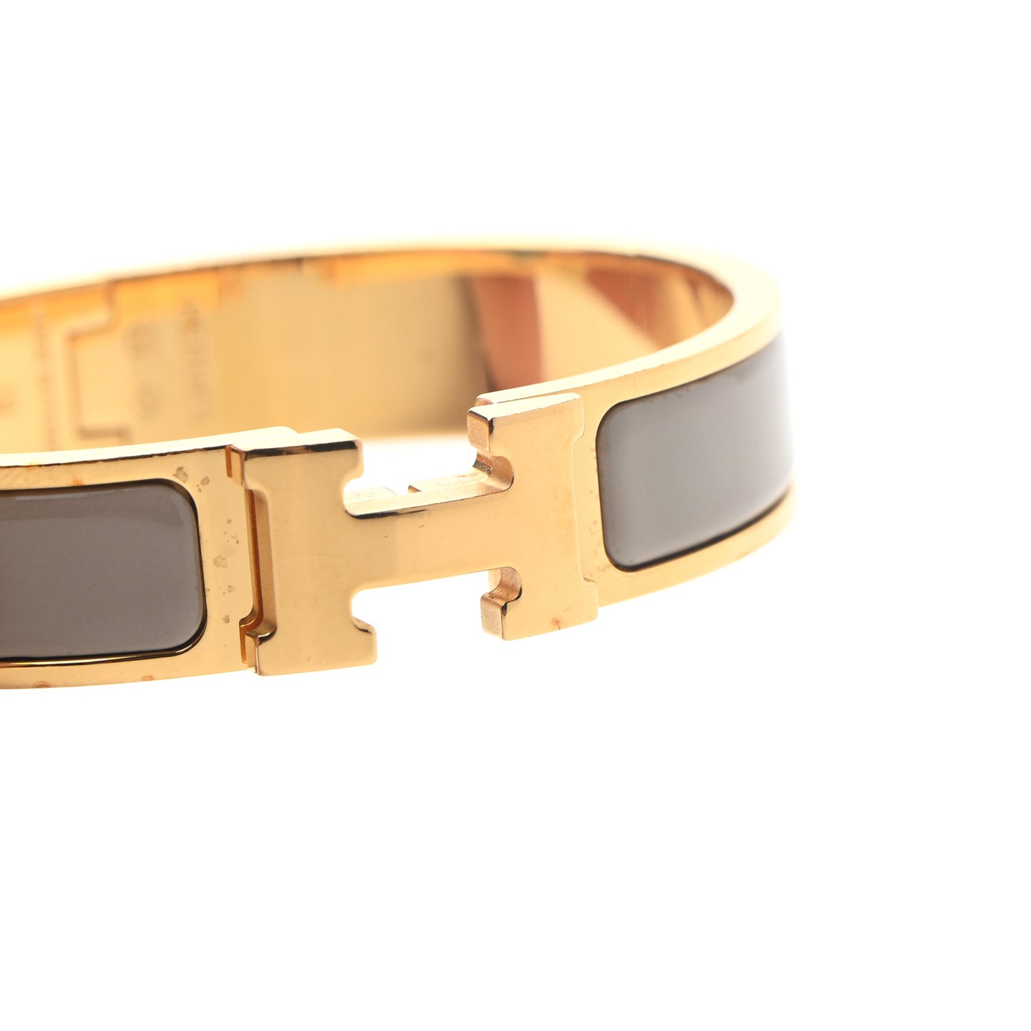 Enamel Narrow Clic Clac H Bracelet PM Marron Glace