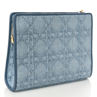 Christian Dior Raffia Cannage 30 Montaigne Dea Pouch Celestial Blue 3 of 10