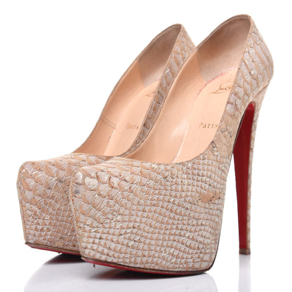 Christian Louboutin Cork Snake Embossed Daffodile 160 Pumps 39 Beige 3 of 17