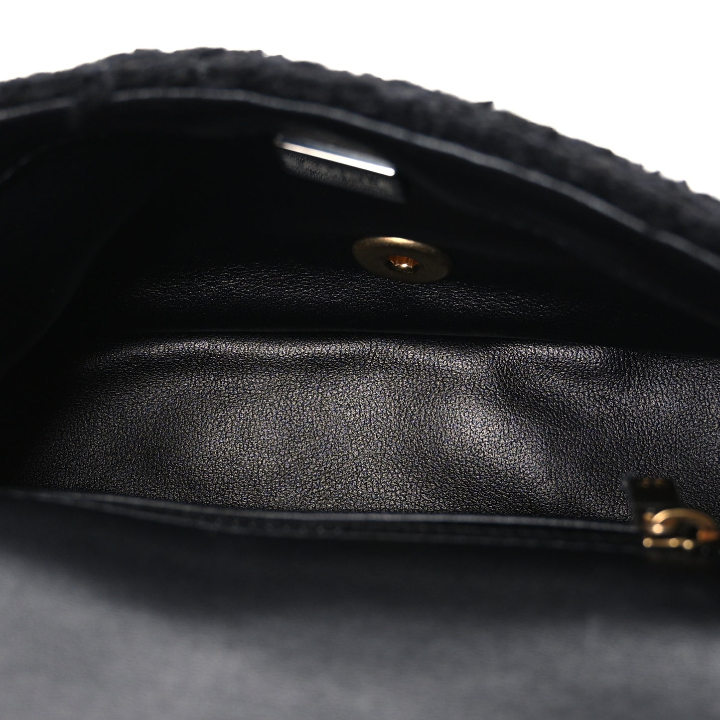 Tweed Quilted Mini Square Flap Black