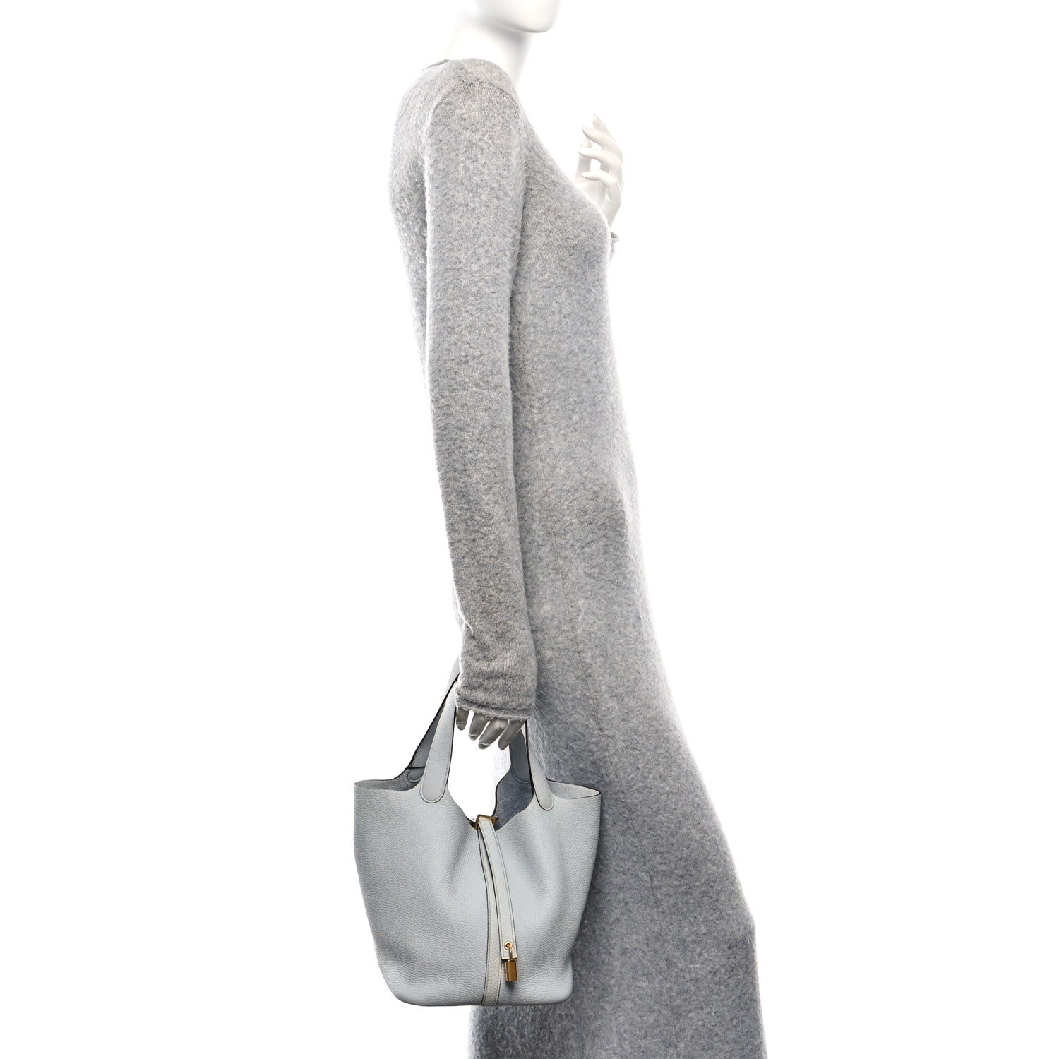 Hermes Taurillon Clemence Picotin Lock 22 MM Bleu Pale 2 of 10