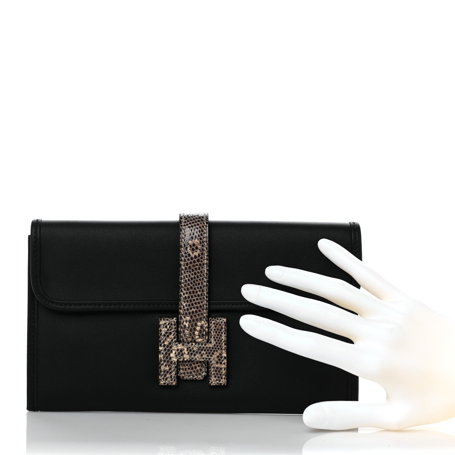 Hermes Swift Lizard Jige Touch Duo Clutch Black Ombre 2 of 8