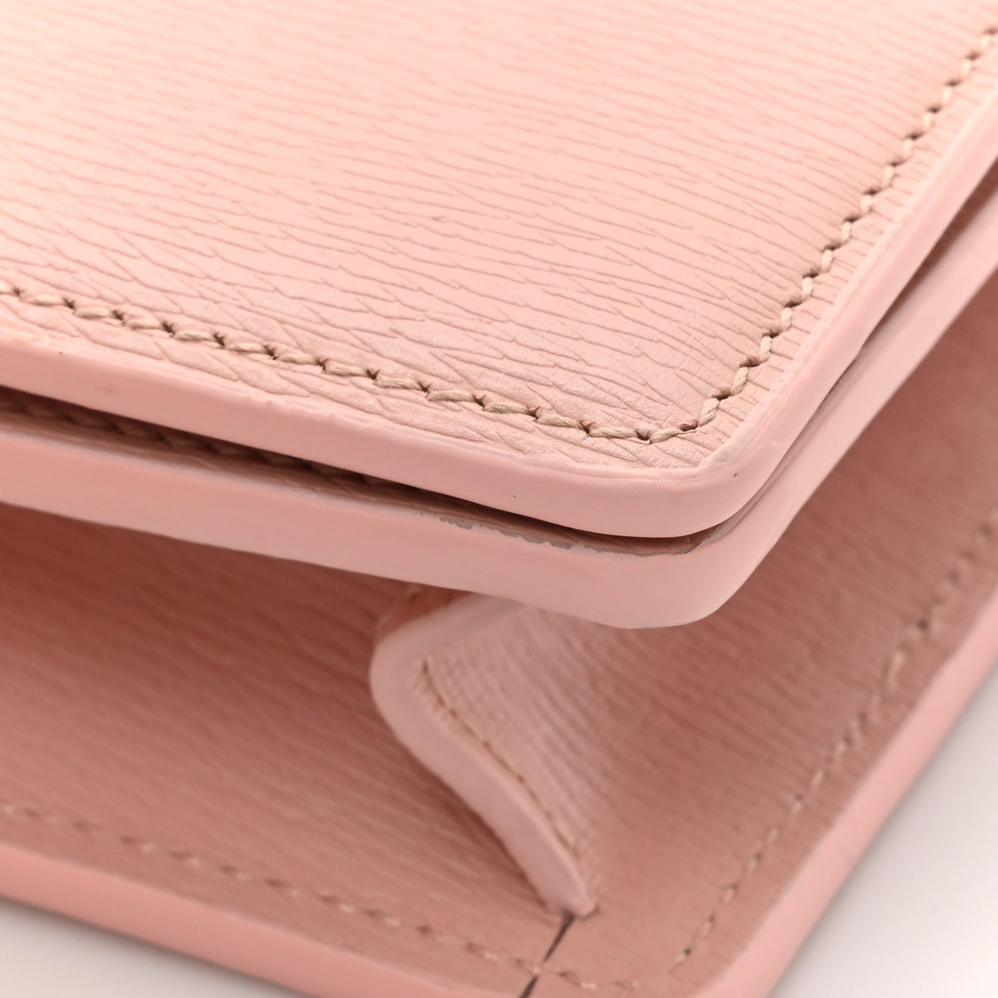 Textured Calfskin Script Logo Wallet On Chain Light Pink