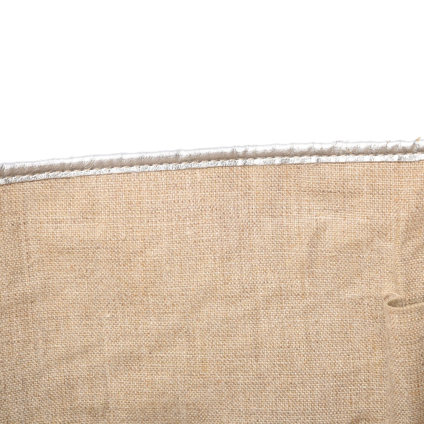 Canvas Metallic Calfskin Woven FF Roll Tote Silver
