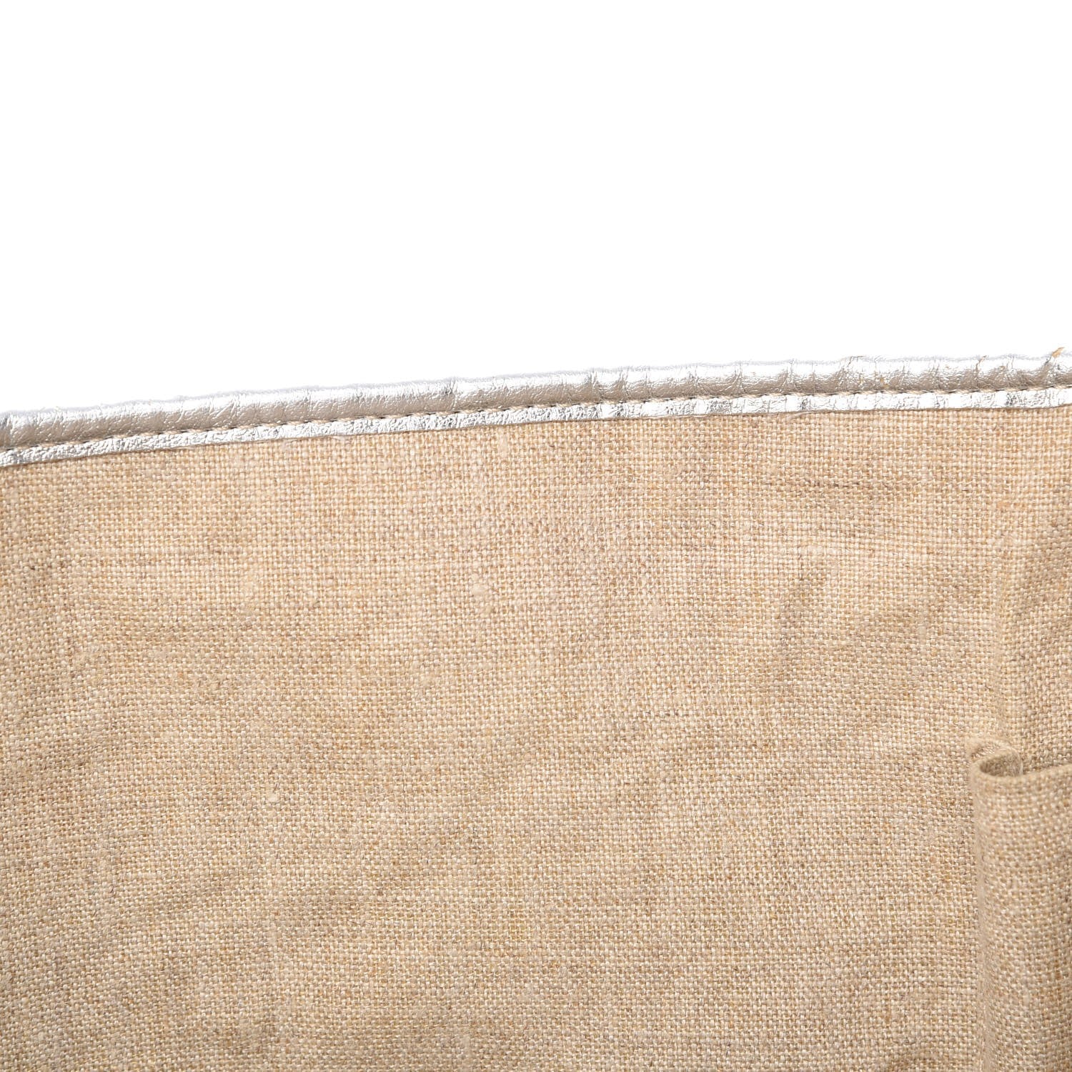 Fendi Canvas Metallic Calfskin Woven FF Roll Tote Silver 10 of 19