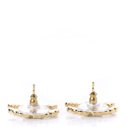 Chanel Resin Pearl Crystal CC Earrings Gold Black 3 of 5