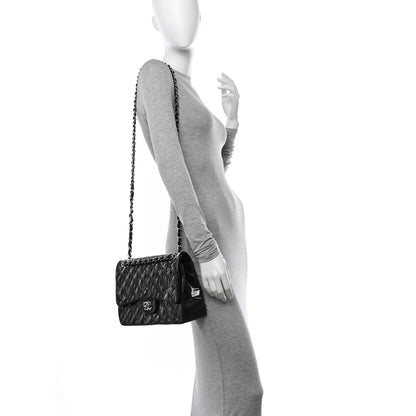 Chanel Striated Patent Quilted Jumbo Double Flap Black 2 of 10