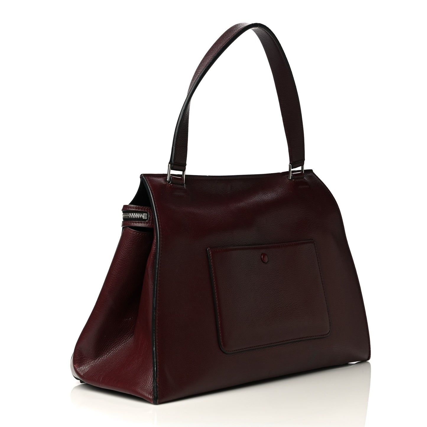 Drummed Calfskin Large Edge Shoulder Bag Burgundy