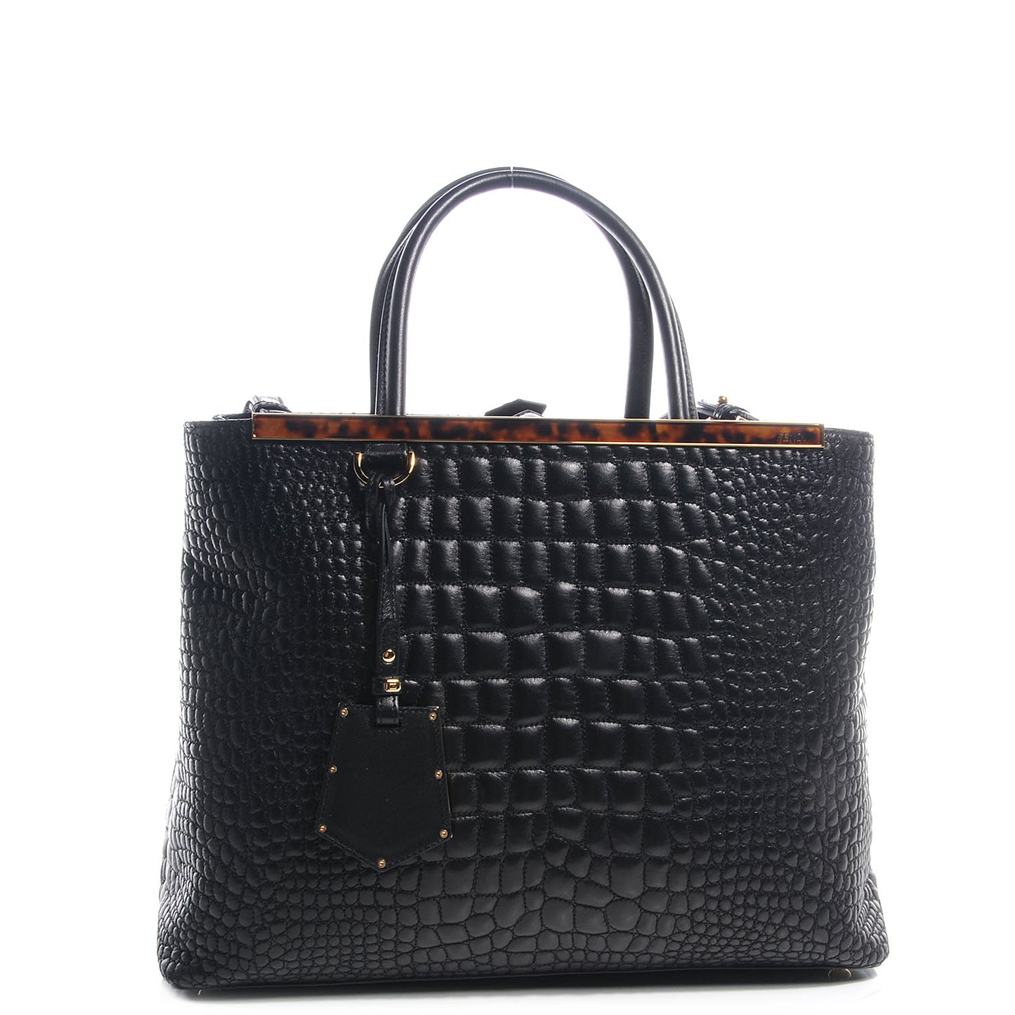 Nappa Crocodile Trapuntata Medium 2Jours Tote Black