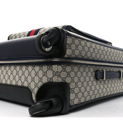 Gucci GG Supreme Monogram Textured Dollar Calfskin Web Large Savoy Trolley Suitcase Beige Blue 9 of 9