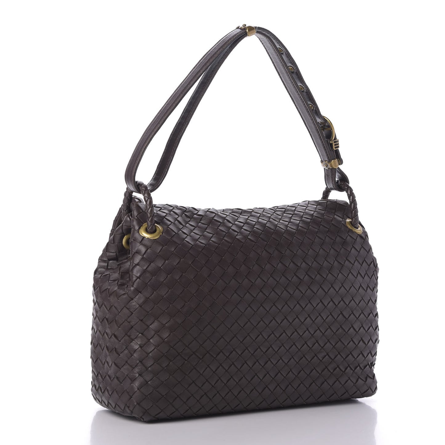 Nappa Intrecciato Flap Shoulder Bag Ebano