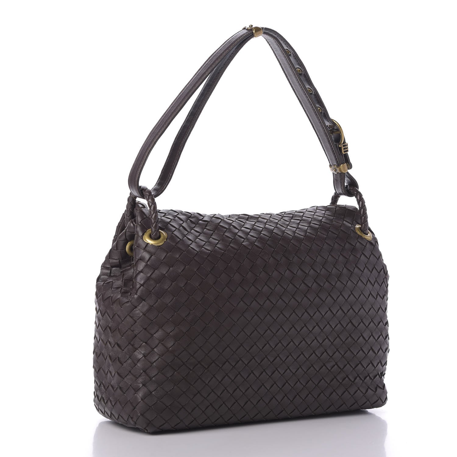 Bottega Veneta Nappa Intrecciato Flap Shoulder Bag Ebano 3 of 9
