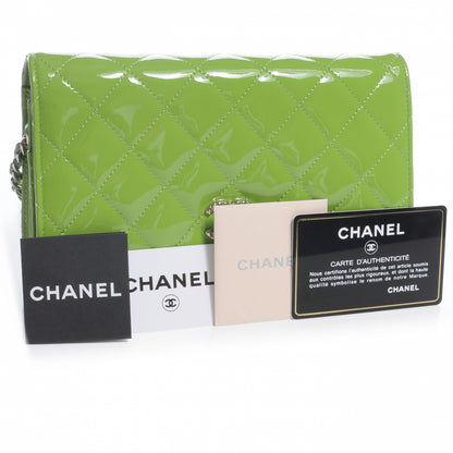 Chanel Patent Quilted Wallet On Chain WOC Lime Green 5 of 9
