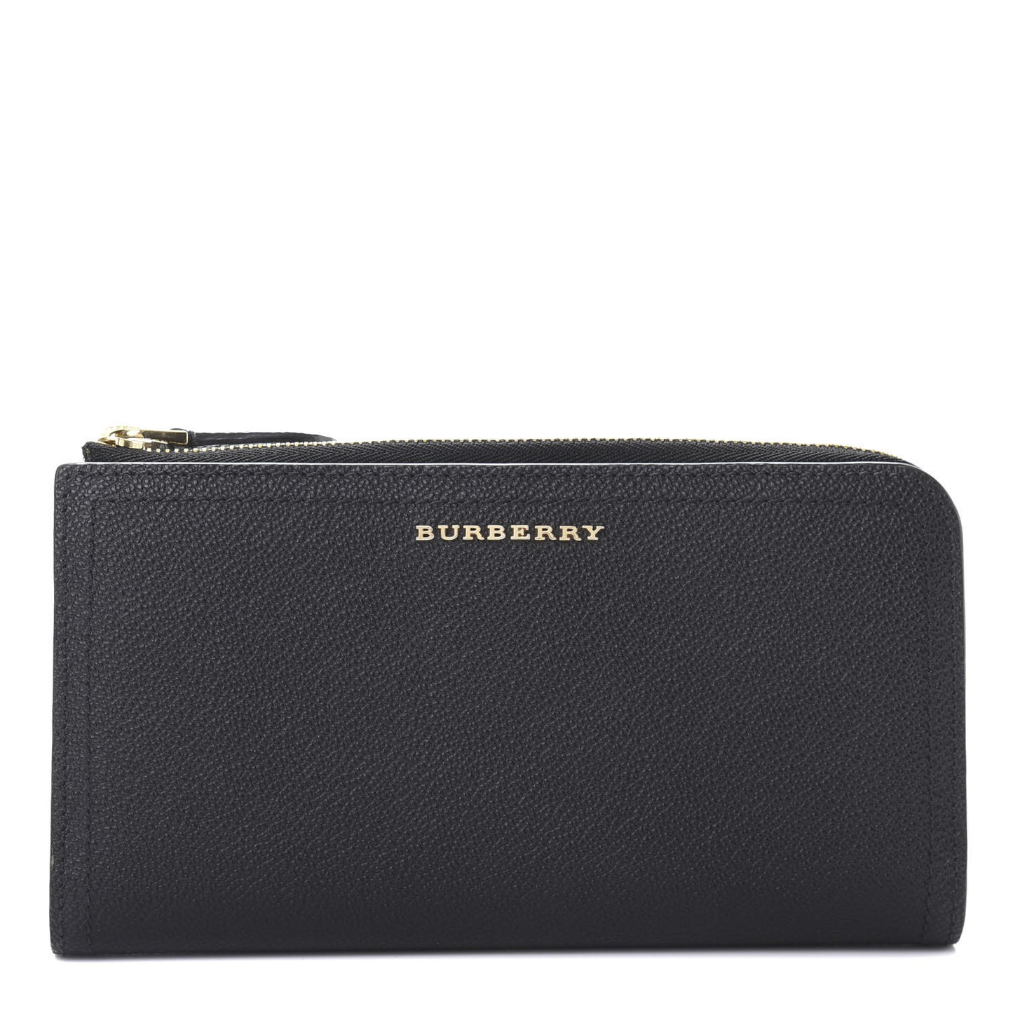 Grained Calfskin Zip Wallet Black