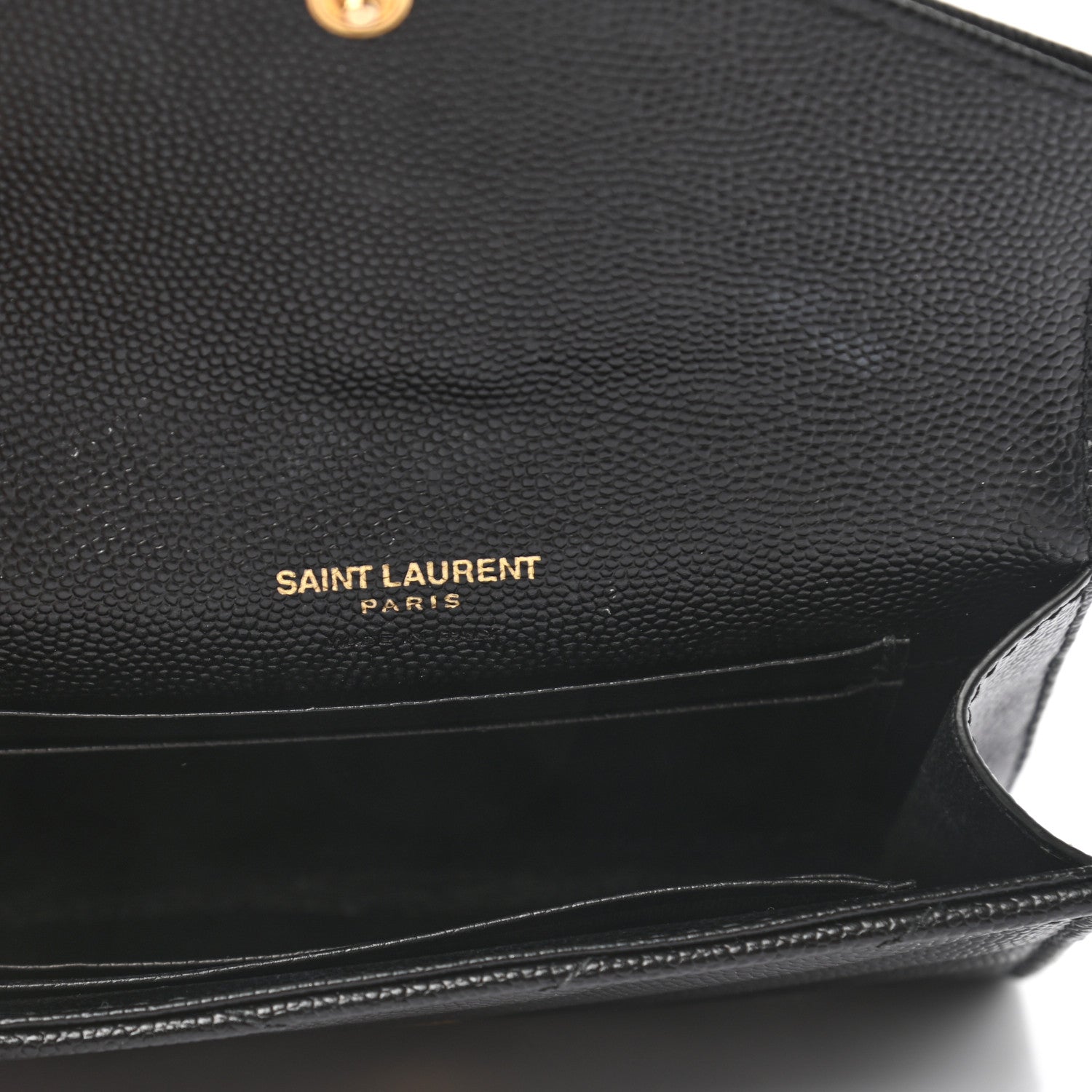 Saint Laurent Grain De Poudre Matelasse Chevron Small Monogram Envelope Wallet Black 5 of 7