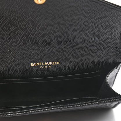 Saint Laurent Grain De Poudre Matelasse Chevron Small Monogram Envelope Wallet Black 5 of 7
